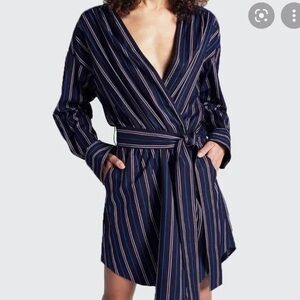 A.L.C. - Imogen Navy W/ Red & Cream Striped Faux Wrap Dress size 6